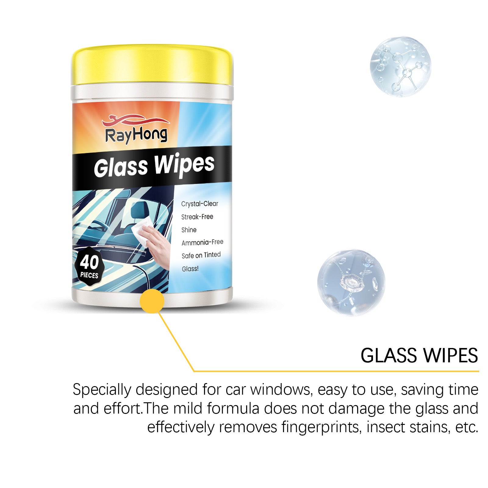 40 Pieces Car Glass Cleaning Wipes